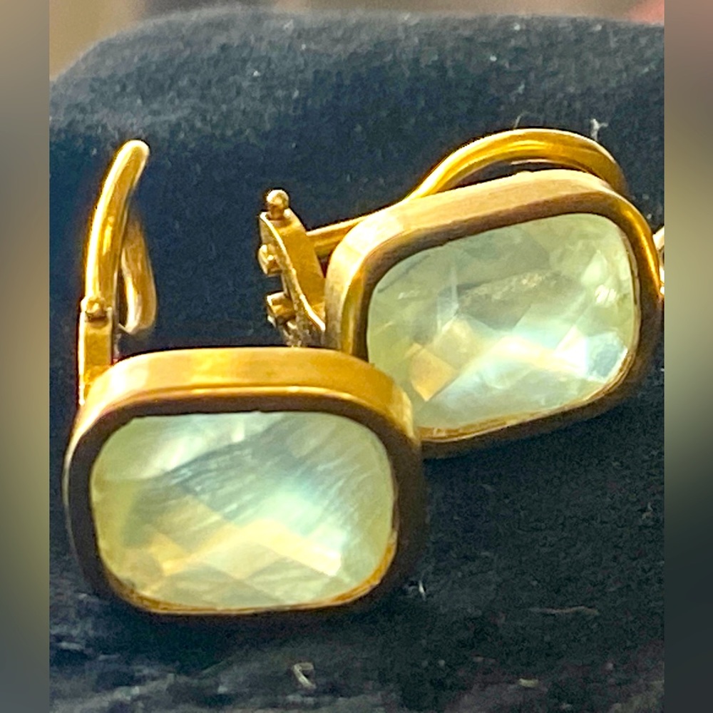 14kt Gold and Rare Light Green Tourmaline Elegant Earrings